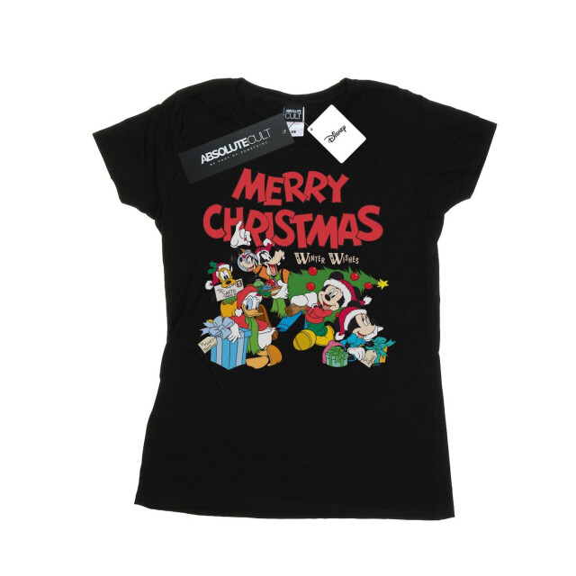Li-cense Disney dames mickey and friends winter wishes katoenen t-shirt UTBI32825_black large
