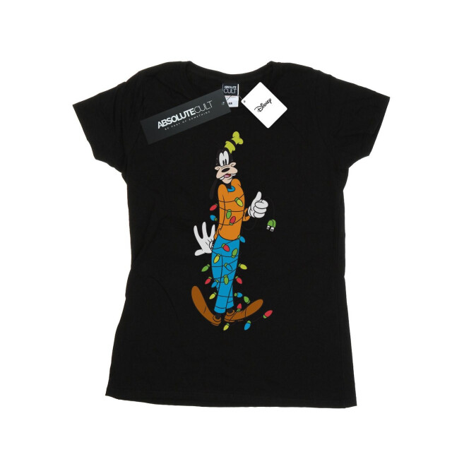 Li-cense Disney dames goofy kerstverlichting katoenen t-shirt UTBI32875_black large