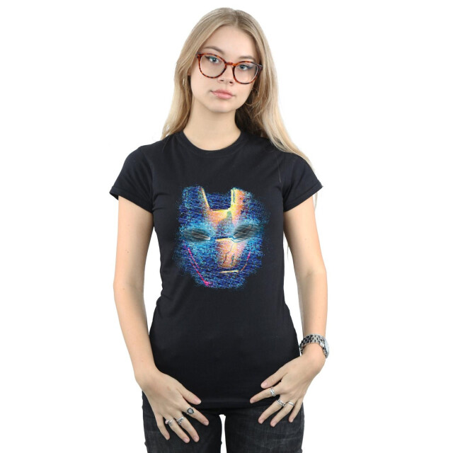 Li-cense Marvel dames iron man distressed hoofd katoenen t-shirt UTBI3270_black large
