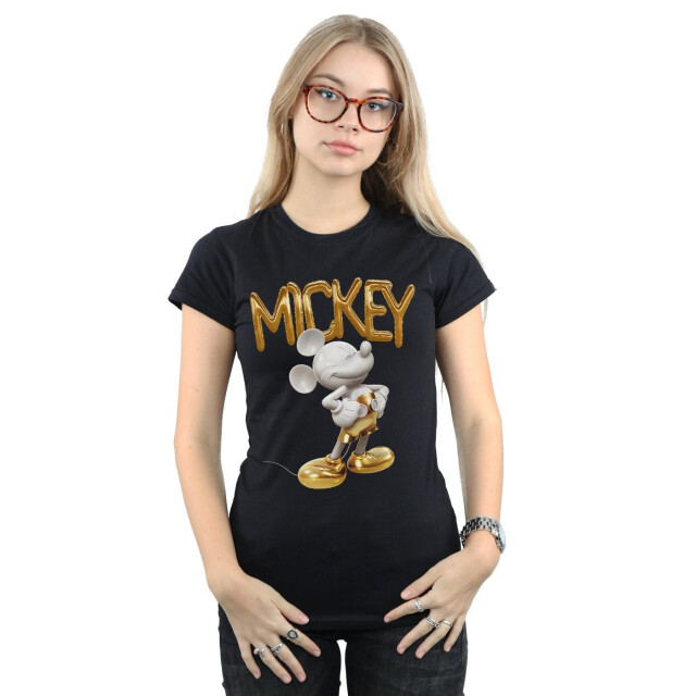 Li-cense Disney dames mickey mouse gouden standbeeld katoenen t-shirt UTBI32758_black large