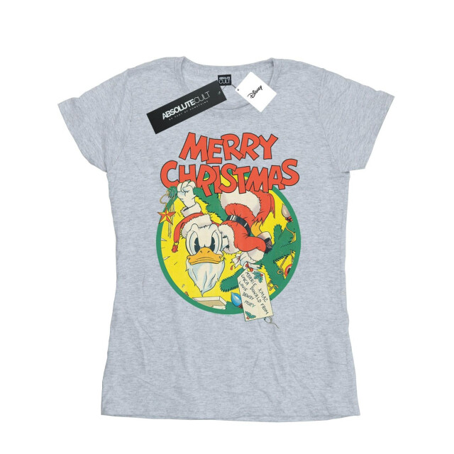 Li-cense Disney dames donald duck vrolijk kerstmis katoenen t-shirt UTBI32795_sportsgrey large