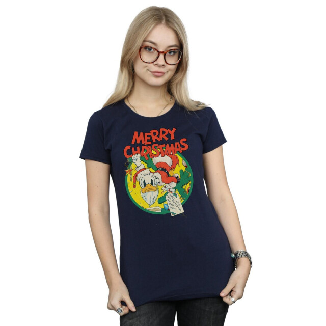 Li-cense Disney dames donald duck vrolijk kerstmis katoenen t-shirt UTBI32795_navyblue large