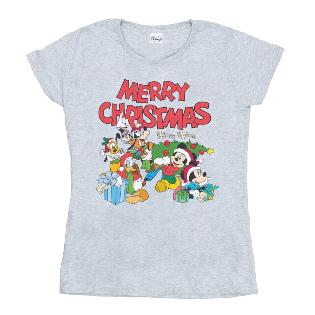 Li-cense Disney dames mickey and friends winter wishes katoenen t-shirt UTBI32825_sportsgrey large