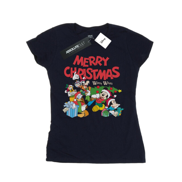 Li-cense Disney dames mickey and friends winter wishes katoenen t-shirt UTBI32825_navyblue large