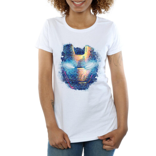 Li-cense Marvel dames iron man distressed hoofd katoenen t-shirt UTBI3270_white large