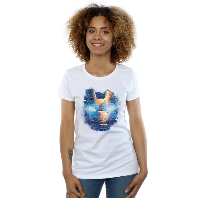 Li-cense Marvel dames iron man distressed hoofd katoenen t-shirt UTBI3270_white large