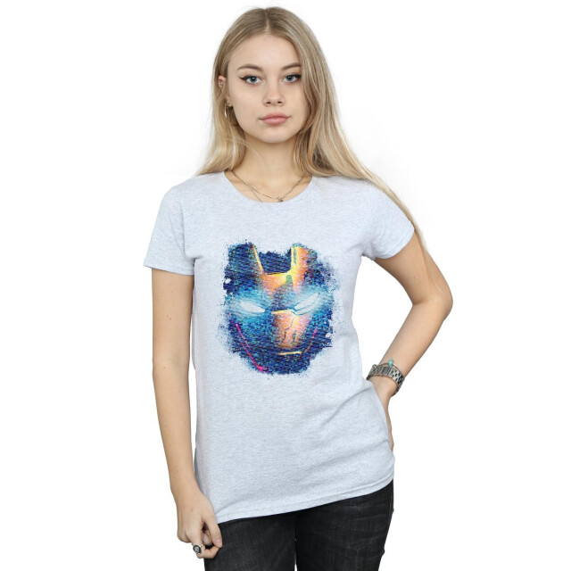 Li-cense Marvel dames iron man distressed hoofd katoenen t-shirt UTBI3270_sportsgrey large