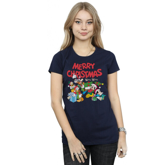 Li-cense Disney dames mickey and friends winter wishes katoenen t-shirt UTBI32825_navyblue large