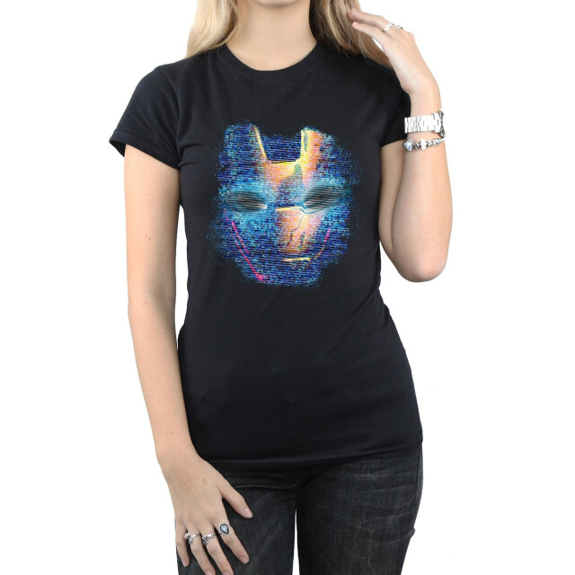 Li-cense Marvel dames iron man distressed hoofd katoenen t-shirt UTBI3270_black large