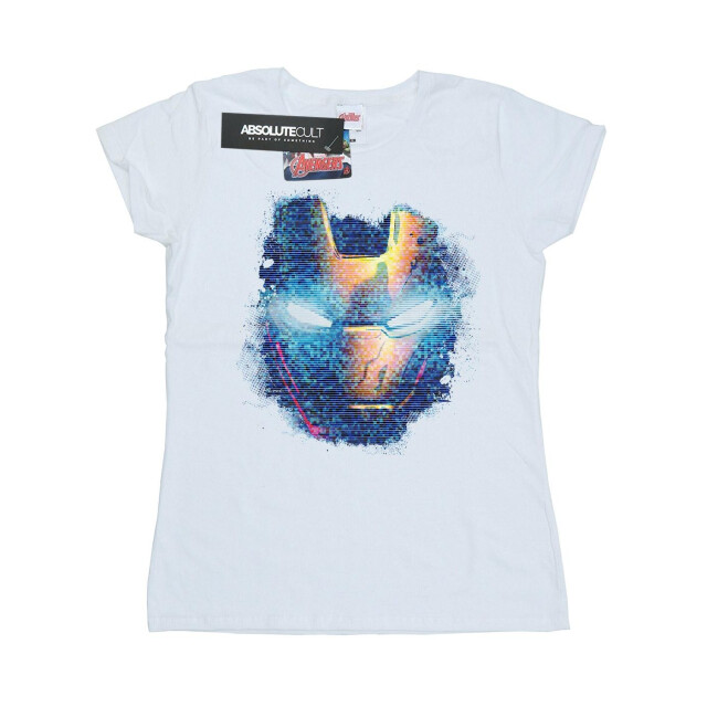 Li-cense Marvel dames iron man distressed hoofd katoenen t-shirt UTBI3270_white large