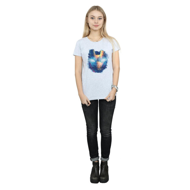 Li-cense Marvel dames iron man distressed hoofd katoenen t-shirt UTBI3270_sportsgrey large