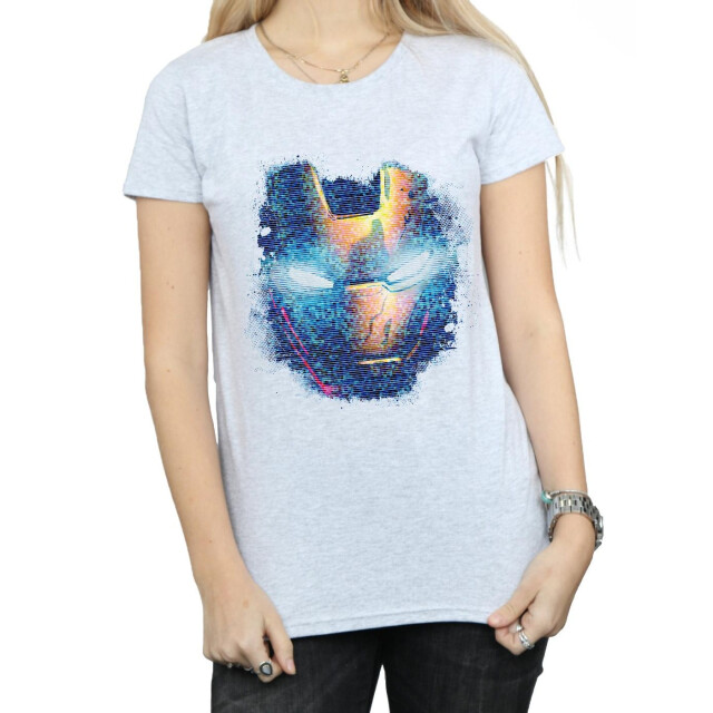 Li-cense Marvel dames iron man distressed hoofd katoenen t-shirt UTBI3270_sportsgrey large