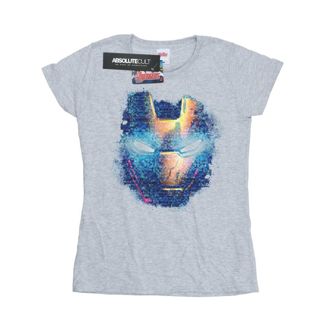 Li-cense Marvel dames iron man distressed hoofd katoenen t-shirt UTBI3270_sportsgrey large