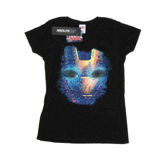 Li-cense Marvel dames iron man distressed hoofd katoenen t-shirt UTBI3270_black large