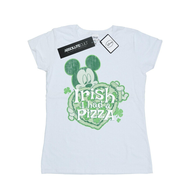 Li-cense Disney dames mickey mouse shamrock pizza katoenen t-shirt UTBI32642_white large