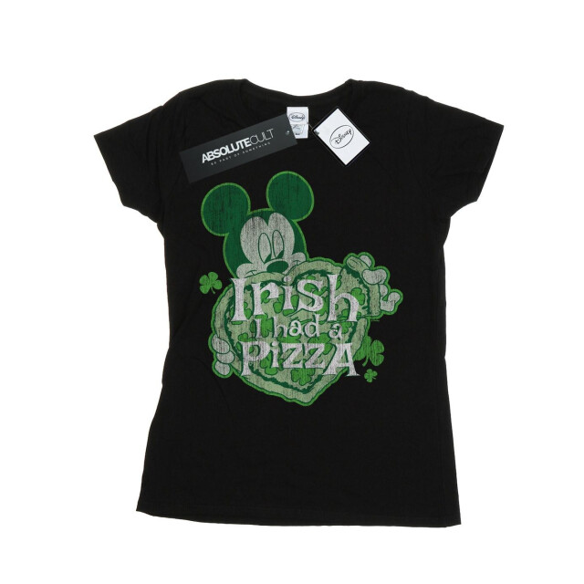 Li-cense Disney dames mickey mouse shamrock pizza katoenen t-shirt UTBI32642_black large