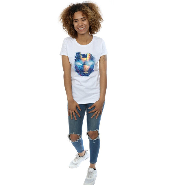 Li-cense Marvel dames iron man distressed hoofd katoenen t-shirt UTBI3270_white large