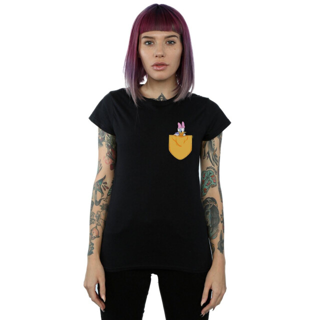 Li-cense Disney dames daisy duck faux pocket katoenen t-shirt UTBI32589_black large
