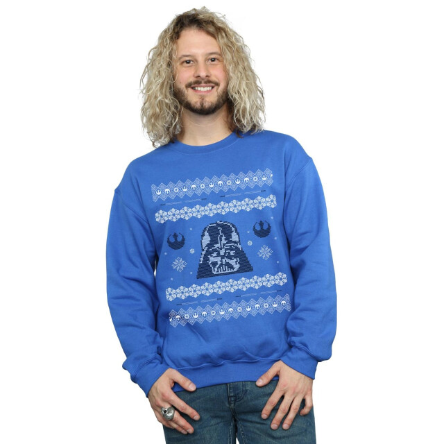 Li-cense Star wars heren kerstmis darth vader fair isle sweatshirt UTBI3258_royalblue large