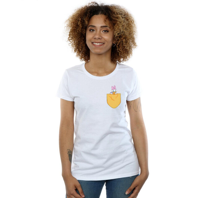 Li-cense Disney dames daisy duck faux pocket katoenen t-shirt UTBI32589_white large