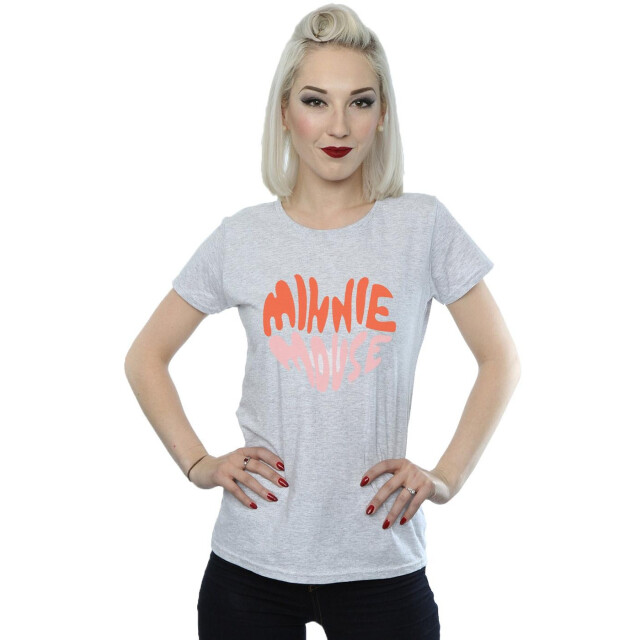 Li-cense Disney dames minnie mouse hartvormig katoenen t-shirt UTBI32488_sportsgrey large