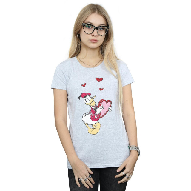 Li-cense Disney dames donald duck liefdeshart katoenen t-shirt UTBI32421_sportsgrey large