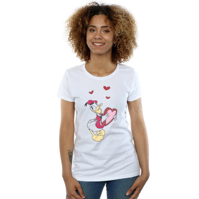 Li-cense Disney dames donald duck liefdeshart katoenen t-shirt UTBI32421_white large
