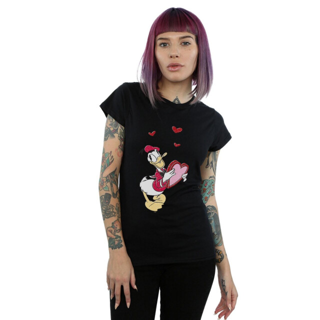 Li-cense Disney dames donald duck liefdeshart katoenen t-shirt UTBI32421_black large