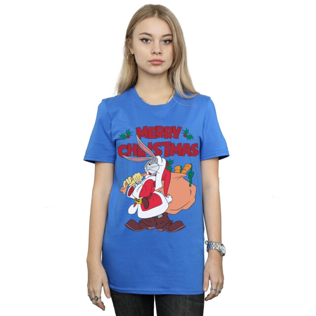 Li-cense Looney tunes dames kerstman bugs bunny katoenen vriendje t-shirt UTBI32507_royalblue large