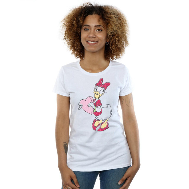 Li-cense Disney dames daisy duck love heart katoenen t-shirt UTBI32443_white large