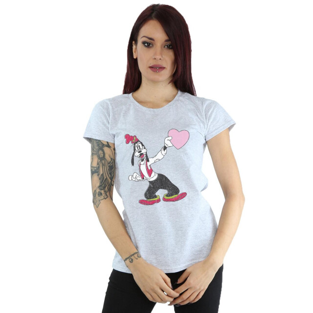 Li-cense Disney dames goofy liefdeshart katoenen t-shirt UTBI32444_sportsgrey large