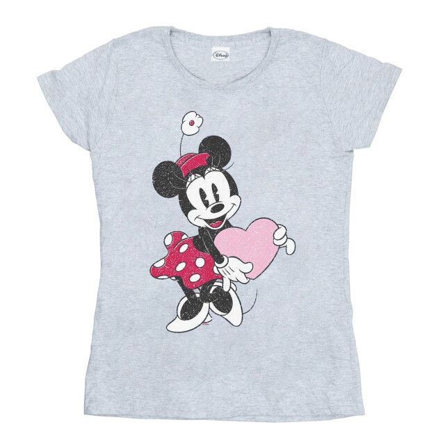 Li-cense Disney dames minnie mouse love heart katoenen t-shirt UTBI32420_sportsgrey large