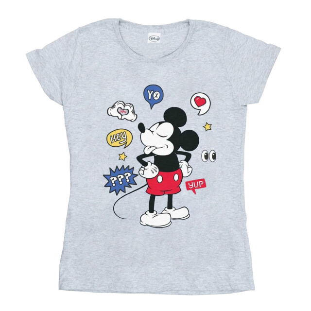 Li-cense Disney dames mickey mouse tong out katoenen t-shirt UTBI32349_sportsgrey large
