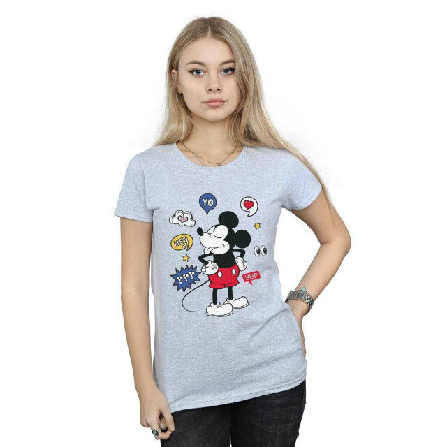 Li-cense Disney dames mickey mouse tong out katoenen t-shirt UTBI32349_sportsgrey large
