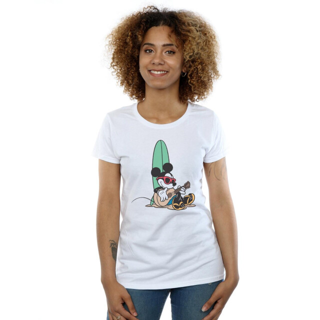 Li-cense Disney dames mickey mouse surf en chill katoenen t-shirt UTBI32394_white large