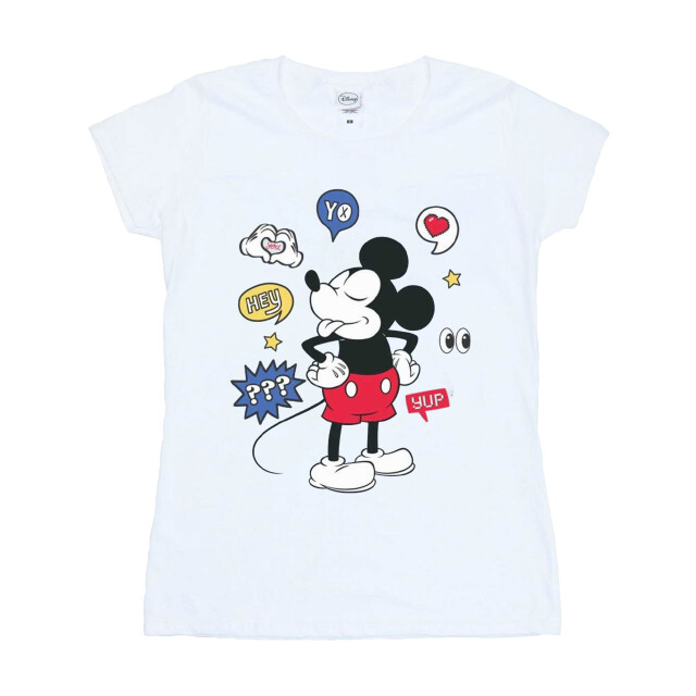 Li-cense Disney dames mickey mouse tong out katoenen t-shirt UTBI32349_white large