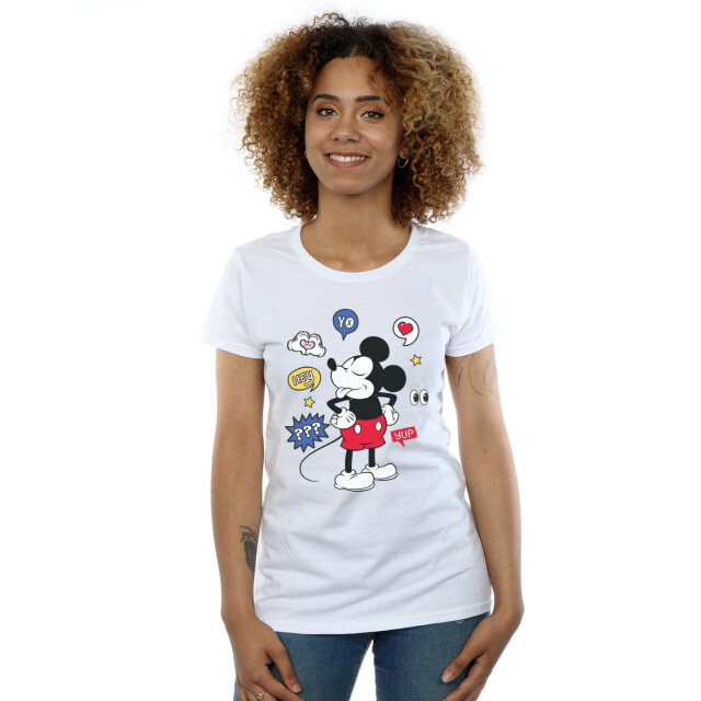 Li-cense Disney dames mickey mouse tong out katoenen t-shirt UTBI32349_white large