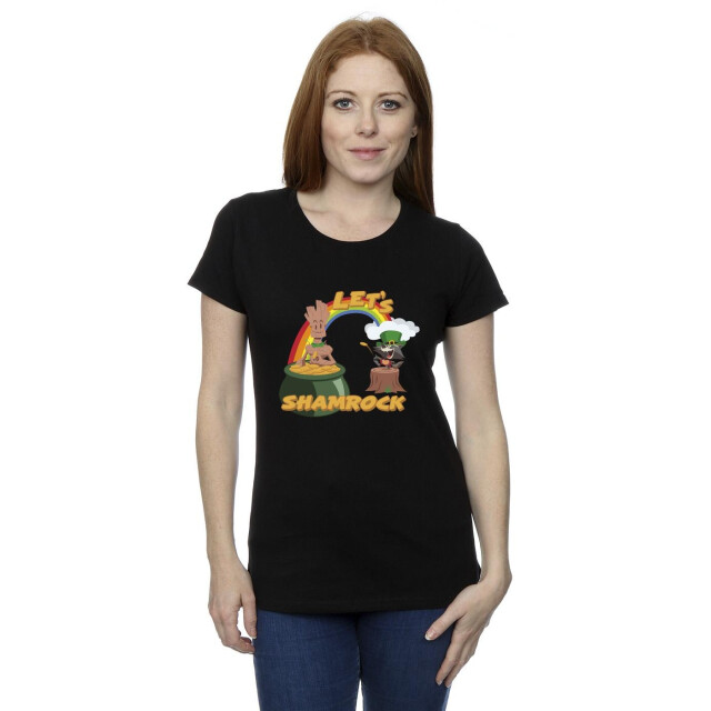 Li-cense Marvel dames st patrick's day groot shamrock katoenen t-shirt UTBI29880_black large