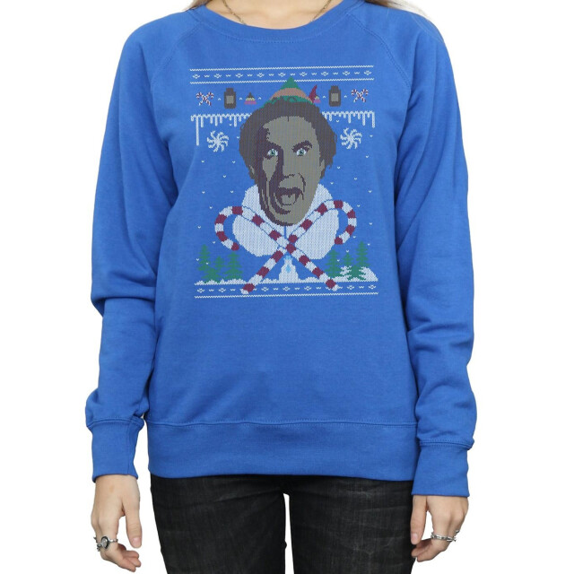 Li-cense Elf dames kerst fair isle sweatshirt UTBI4962_royalblue large