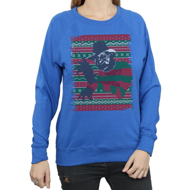 Li-cense A nightmare on elm street dames kerst fair isle sweatshirt UTBI9513_royalblue large