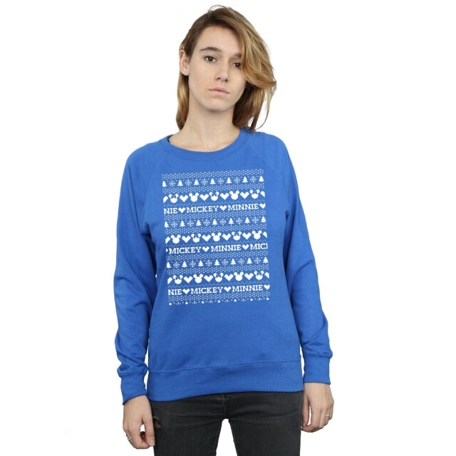 Li-cense Disney dames mickey en minnie kerst fair isle sweatshirt UTBI9176_royalblue large