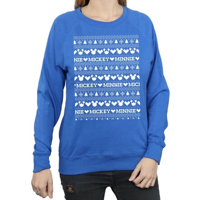 Li-cense Disney dames mickey en minnie kerst fair isle sweatshirt UTBI9176_royalblue large