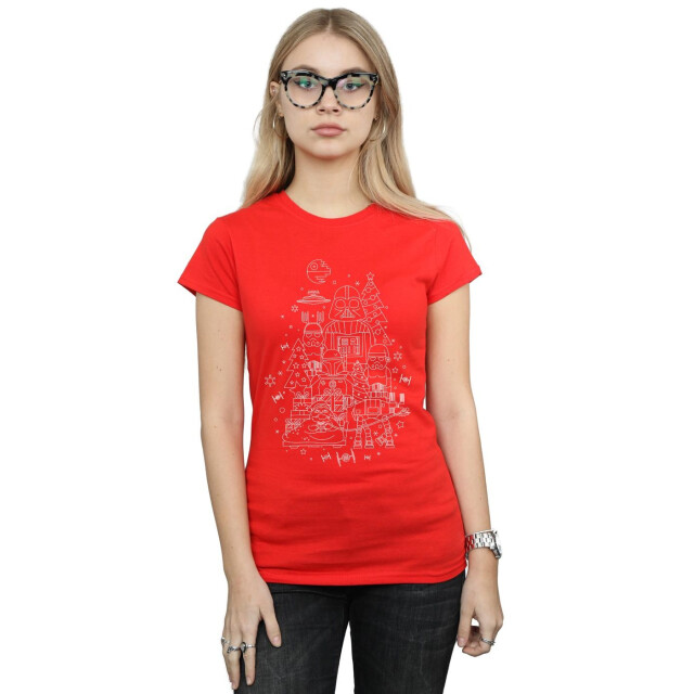 Li-cense Star wars dames empire kerst katoenen t-shirt UTBI42135_red large