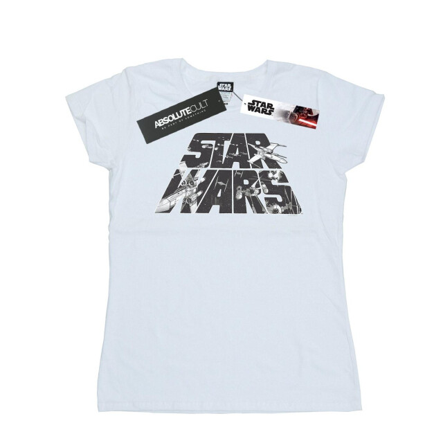 Li-cense Star wars dames logo ruimte schets katoenen t-shirt UTBI41849_white large