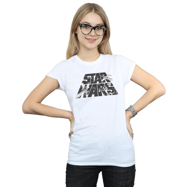 Li-cense Star wars dames logo ruimte schets katoenen t-shirt UTBI41849_white large
