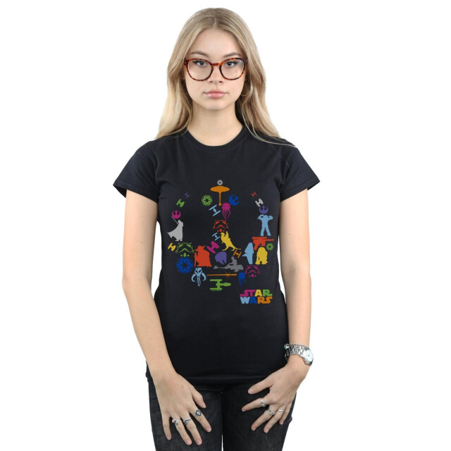Li-cense Star wars dames silhouet collage katoenen t-shirt UTBI41991_black large