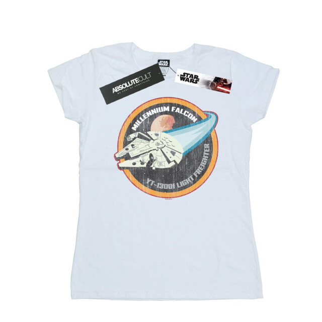Li-cense Star wars dames millennium falcon badge katoenen t-shirt UTBI41869_white large