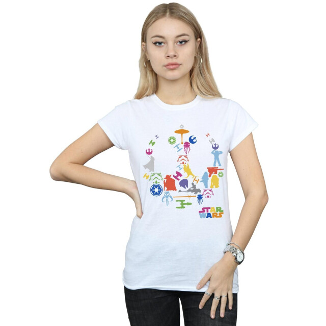 Li-cense Star wars dames silhouet collage katoenen t-shirt UTBI41991_white large