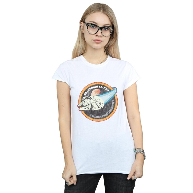 Li-cense Star wars dames millennium falcon badge katoenen t-shirt UTBI41869_white large