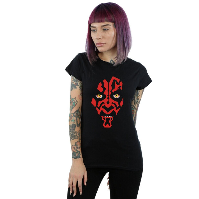 Li-cense Star wars dames darth maul gezicht katoenen t-shirt UTBI41780_black large